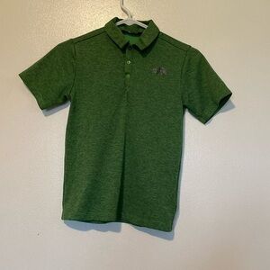 The NorthFace green blk short sleeve 3 snap collard flash dry double logo shirt